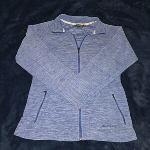 Merrell Blue Soft Full Zip Up Jacket Fleece Fuzzy Hooded Coat Womens Size Medium